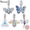 BAMOER Genuine Insect Pendant 925 Sterling Silver Butterfly Bee Charm Fit Bracelet Original Brand Design
