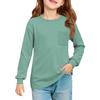 Girls' Long Sleeve Blouse - Round Neck Soft Waist Tunic