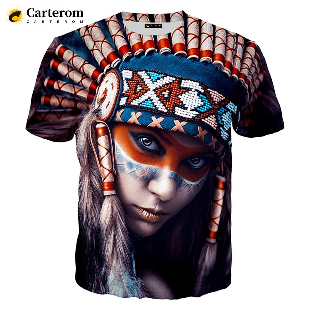 Футболка с ностальгическим 3D принтом для индейцев для девочек, большие уличные повседневные футболки для пар, мужские и женские летние топы в стиле Харадзюку в стиле хип-хоп