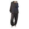 Redeo Count Loose Striped and Bordered Top and Bottom Set Dark Women's Pajamas, Loungewear, Spring, Summer, Fall, Winter, Fit, (JP, Alphabet, XL,
