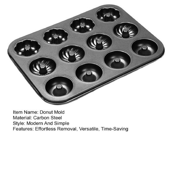 Donut Baking Pan 6-Count Carbon Steel Nonstick Donut Pan for Baking Easy Release Doughnut Molds Multifunctional Bakeware for Cakes Muffins Pies