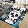 Area Rug, Deftones Band Skull Blue Distressed Letters Poster Print, Man Cave Decor, Non-Slip Mat