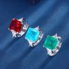 Jewelry Copper Bottom Gold-Plated Simulation Emerald Red Corundum Luxury Inlaid Square 12 * 12 Retro Ring Women