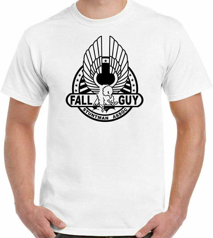 The Fall Guy T Shirt Mens Retro 80's TV Show Program Stuntman Top A Team Airwolf White