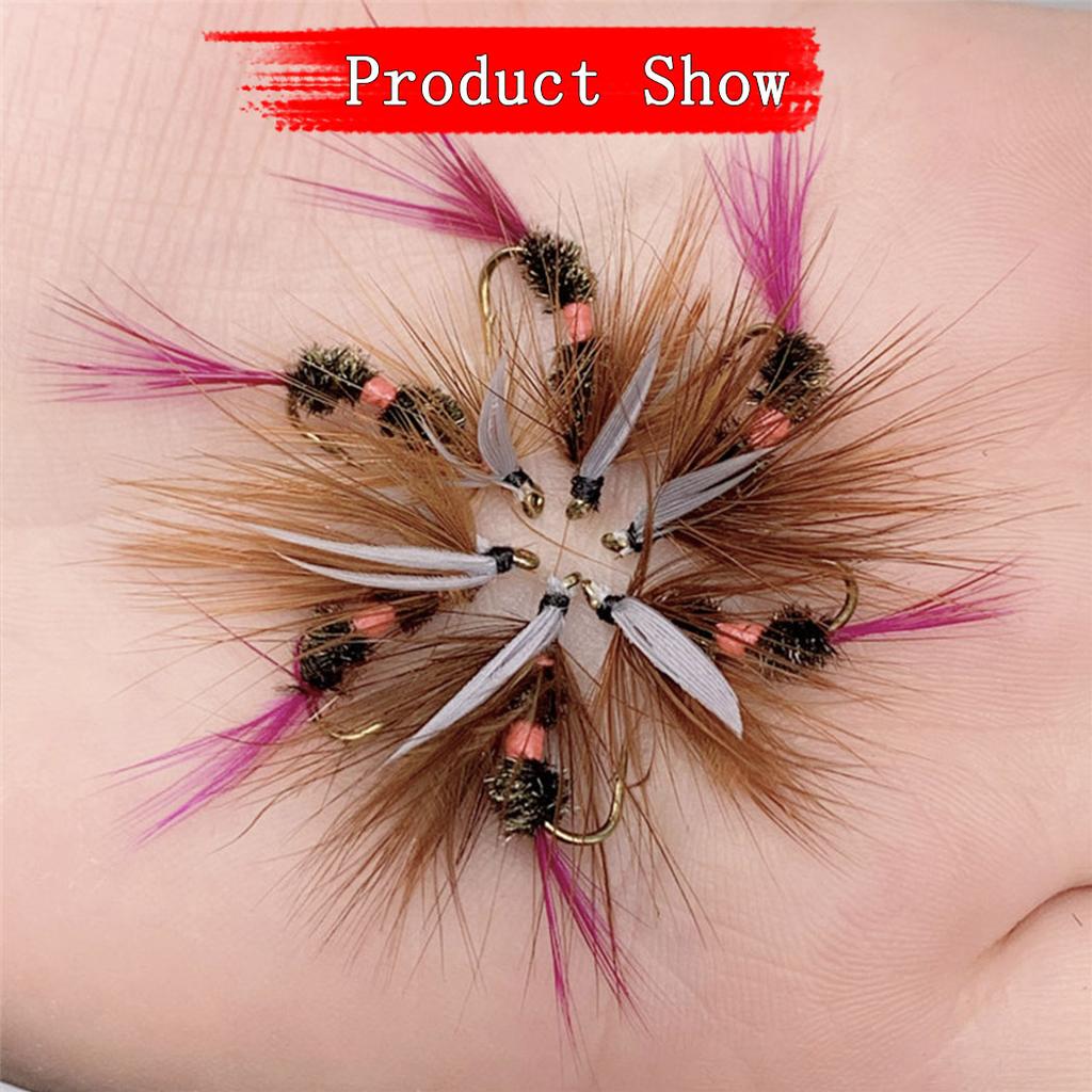 18Pcs-2Mixed Styles Fishing Artificial Insect Bait, Dry Flies-With Flies Box, for Fly Fishing Trout Royal WulffFly&Mosquito Mayfly Lure 3Mixed Sizes