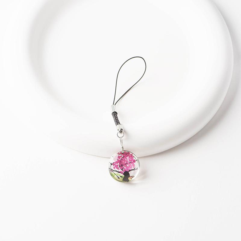 Зеленый счастливый четырехлистный клевер брелок креативный сухой цветок стеклянный кулон телефон шнурок автомобильный ключ украшения аксессуары подарки для девочек