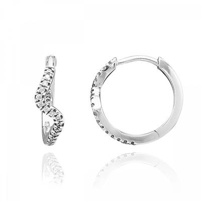 Серьги-кольца Pandora 292545c01 Timeless Sparkling Wave Серебряные