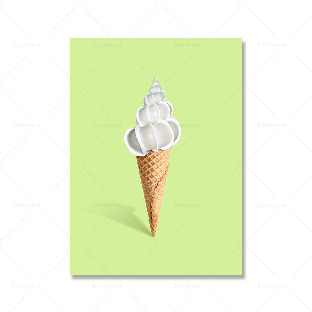 Pizza Champagne Fruit Cream Poster and Print Cartoon Food Canvas Painting Wall Art Pictures Kitchen Bar Club Room Home Decor