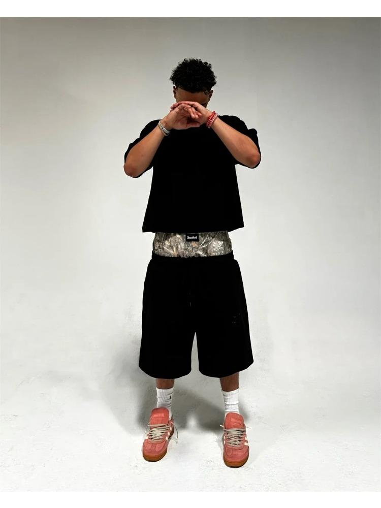 Американский новый стиль Harajuku камуфляжные шорты с двойным верхом для мужчин и женщин в стиле хип-хоп с высокой талией уличные спортивные хлопковые брюки