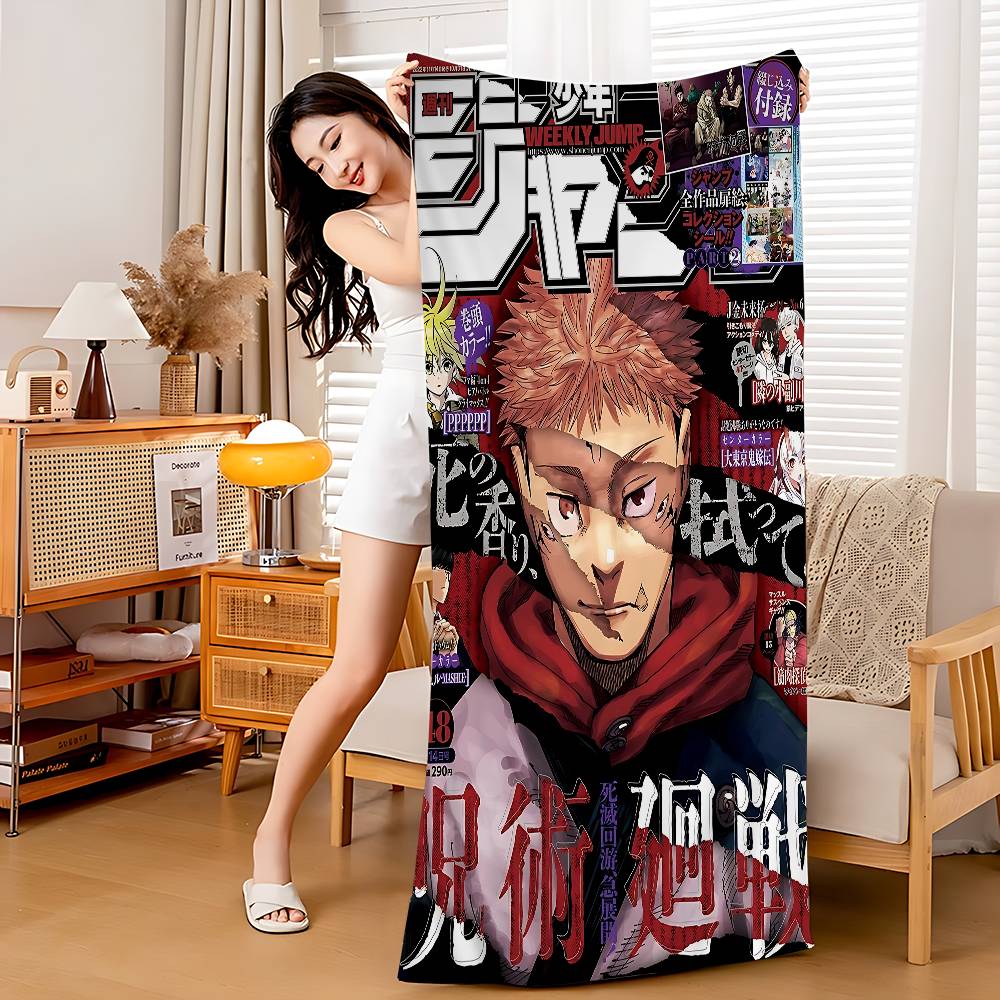 Jujutsu Kaisen Аниме Микрофибра Печатное Пляжное Полотенце Горный Туризм Йога Пляж Плавание Бег Впитывающее Мягкое Полотенце