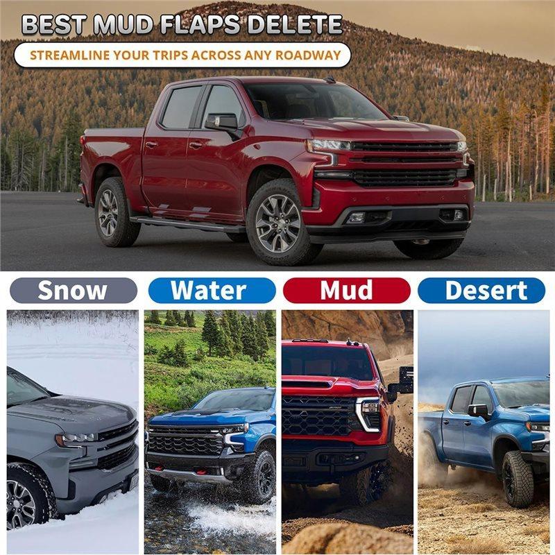 Front And Rear Mud Guard Set(4Pcs) For Chevy Silverado -2025, Muds Flap Delete& For Silverado 1500