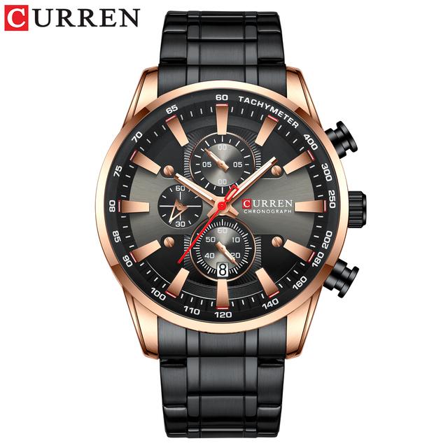CURREN Man Watches Luxury Sporty Chronograph Wristwatches for Men Quartz Stainless Steel Band Clock Luminous Hands