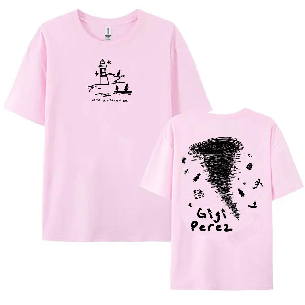 Y2K Gigi Perez Twister Camiseta Preta 2025 LP Na Praia, Em Toda Vida Camisetas Gráficas Unissex Streetwear Unisexga Curta Camisetas