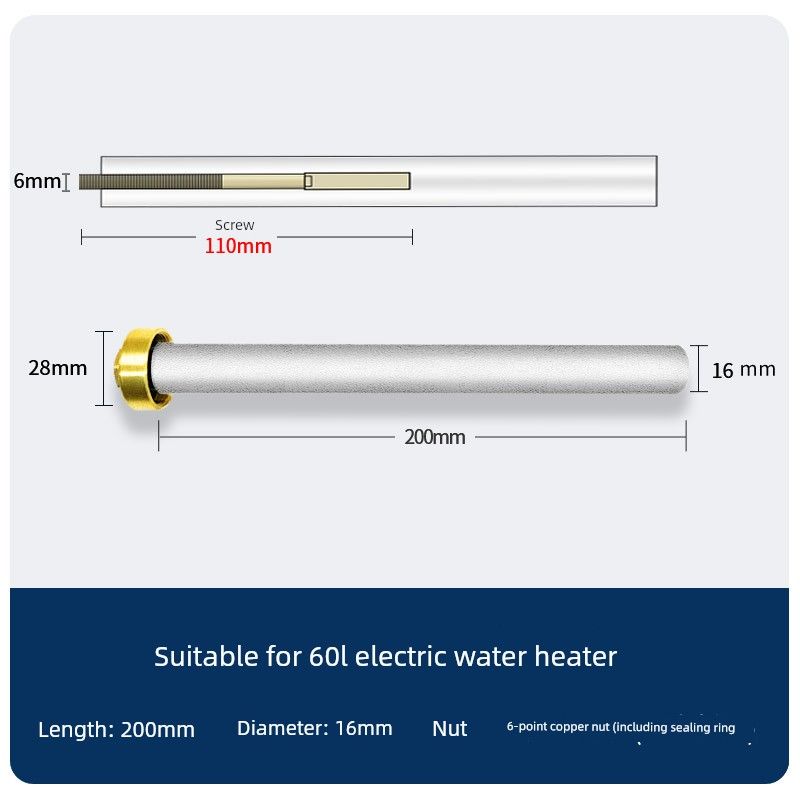 Suitable for Changhong Electric Water Heater Magnesium Rod 40/50/60/80L Drain Port Accessories Cast Type Sacrificial Anode Rod
