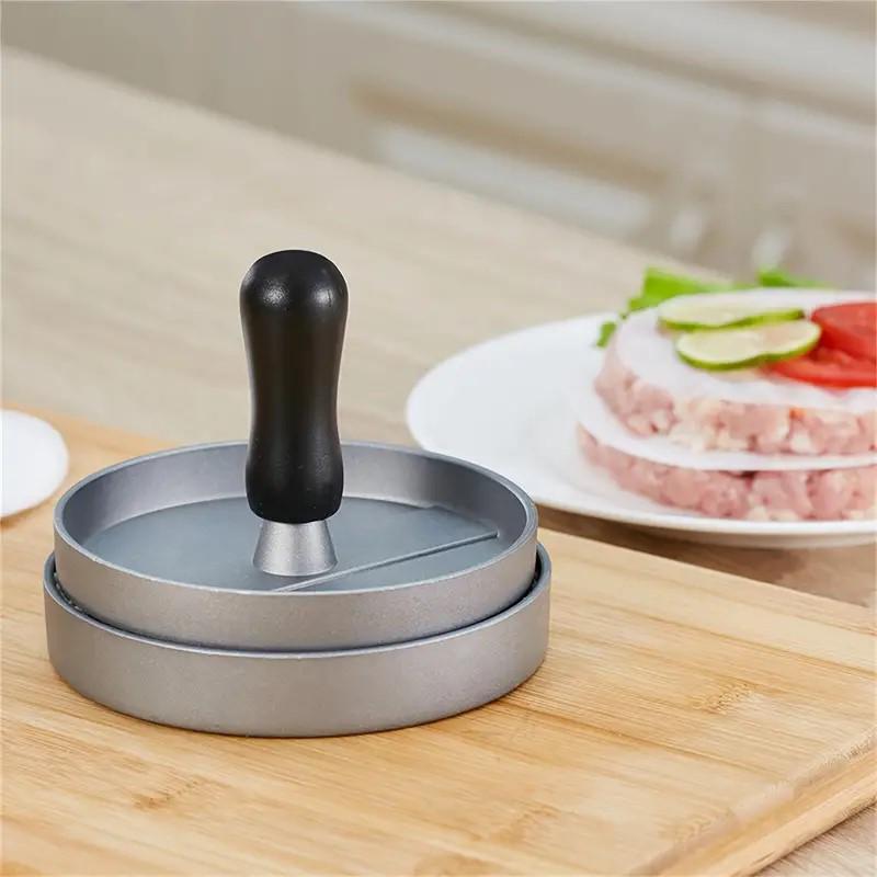 Aluminum & Wood Handle Hamburger Patty Press Mold