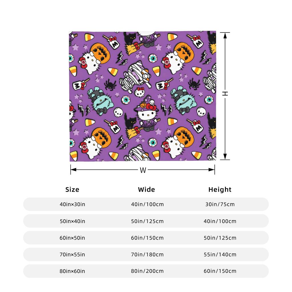 Hello Kitty Halloween Blanket Fleece Spring Autumn Pumpkins Multifunction Warm Throw Blanket for Sofa Office Bedspreads