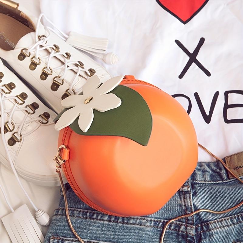 Orange Shape Crossbody Bag Cute and Stylish PU Leather Shoulder Bag for Women Small Crossbody Purse with Chain Strap