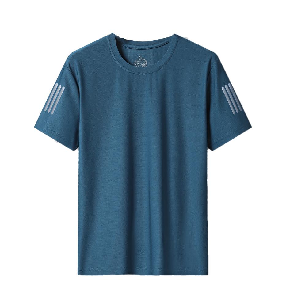 Мужская футболка Ice Silk Quick Dry Sports для кемпинга, пешего туризма, рыбалки, круглого выреза, фитнеса, бега, спортзала