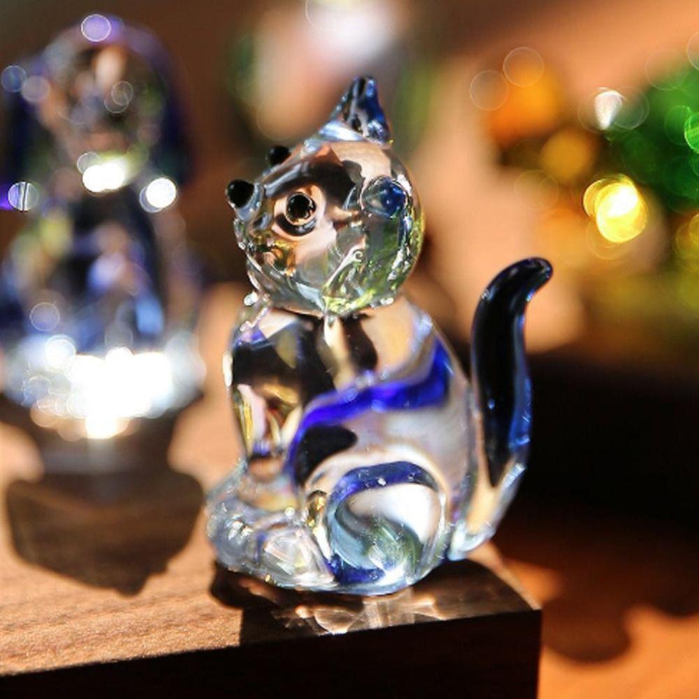 Симпатичное украшение из кристаллов для кошек, прозрачная статуэтка кошки, креативная статуэтка кошки, домашний декор
