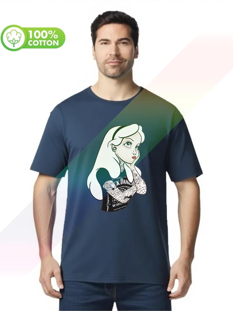 100% Cotton Round Neck Heavy Weight Men's T-shirt Gothic Punk Tattooed Princess Alice In Wonderland Swag S-xxxl Tops Tees