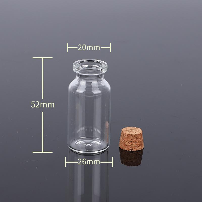 Small Transparent Glass Bottle with Cork Stopper