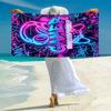 1PC Custom Name Gamer Neon Artwork Beach Towel Highly Absorbent And Sand-Resistant Towel for Swimming, Pool, Yoga, And Travel Lightweight