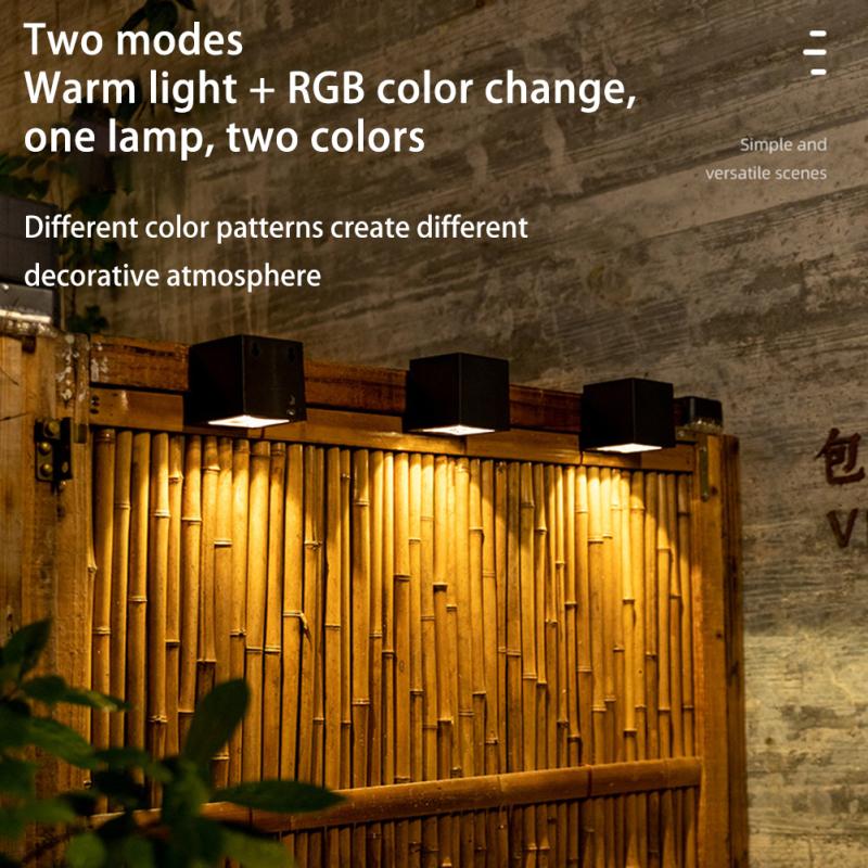 Квадратные светодиодные солнечные настенные светильники 2 режима 2800-3000k 24-26lm IP65 Водонепроницаемый уличный автоматический ночник