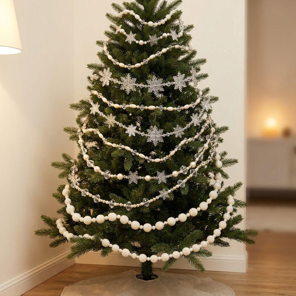 Clear Christmas Acrylic Bead Garland Faux Pearl Glitter Christmas Branches Xmas Tree