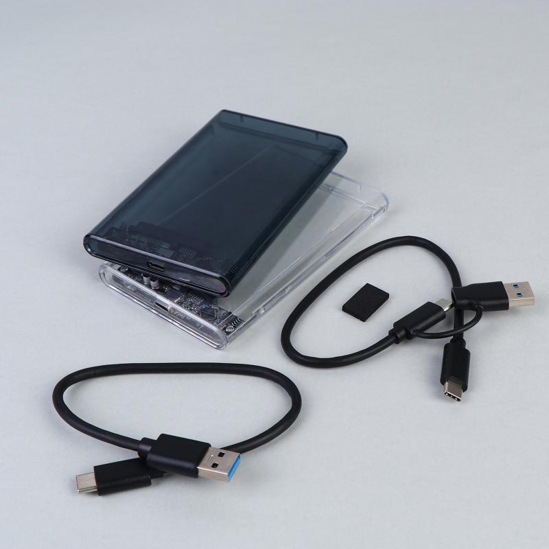 Внешний корпус для 2,5-дюймовых накопителей USB Type C, SATA на USB 5 Гбит/с, прозрачный корпус для HDD/SSD, поддержка для ПК и ноутбуков