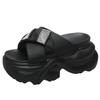 Fashion 9CM Heels Chunky Slippers For Women Open Toe High Platform Leather Sandals Woman New Summer Thick Bottom Beach Bling Flip Flops