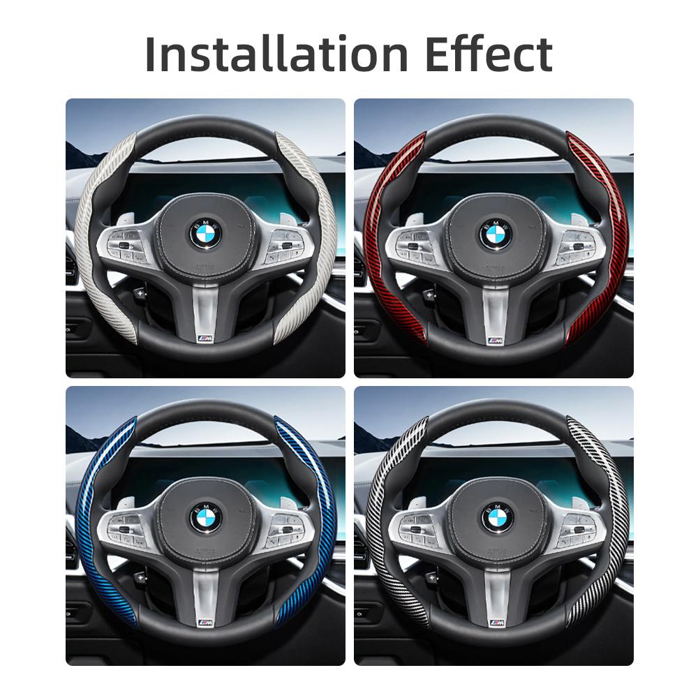 AYCCV1 Carbon fiber texture steering wheel cover for BMW fits X3 3 5 2 4 1 7 8 Series X1 X5 X2 X4 X6 X7 iX i4 i5 i7 Z4 XM iX1 iX2 non slip wear