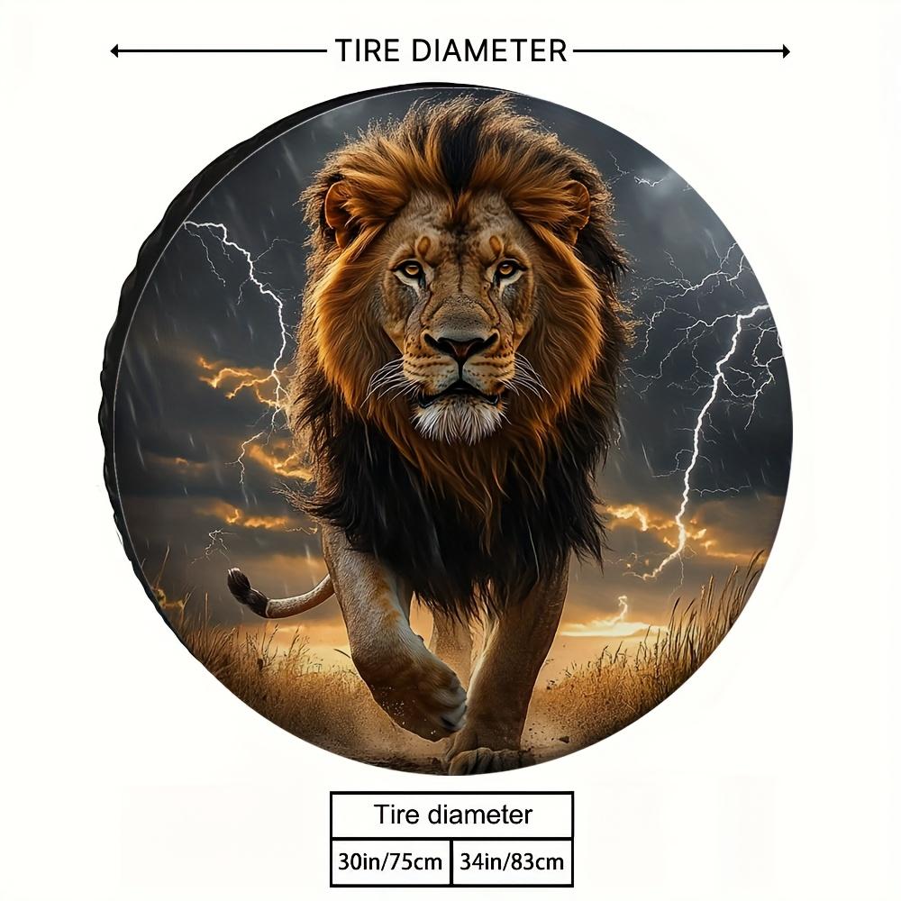 Lightning Lion Tire Cover Waterproof Polyester Spare Wheel Protector for SUV Truck Outdoor