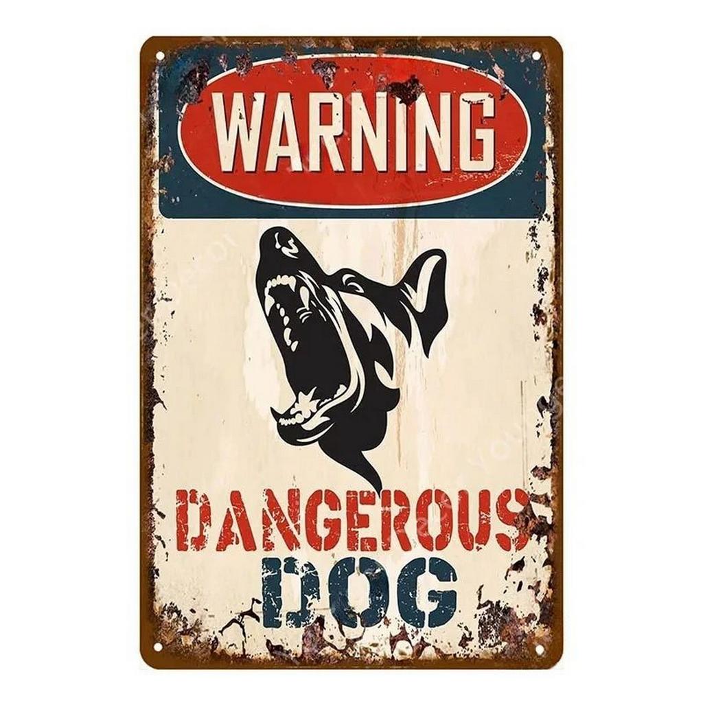 Decor Warning Vintage Metal Tin Signs Beware Dog Kisses Funny Poster Decor for Cafe Garage Bar Pub Club Man Cave Wall Decoration