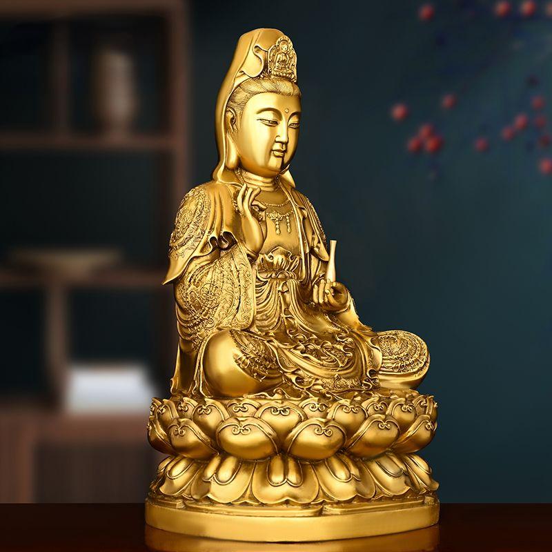 Латунная ветвь ивы Южно-Китайского моря Авалокитешвара Бодхисаттва Украшение для гостиной Украшения