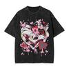 Unisex Vintage Washed Cotton T-Shirt Hazbin Hotel Alastor Radio Demon Graphic Tee Unisex Loose Streetwear Anime Casual Short Sleeve Top