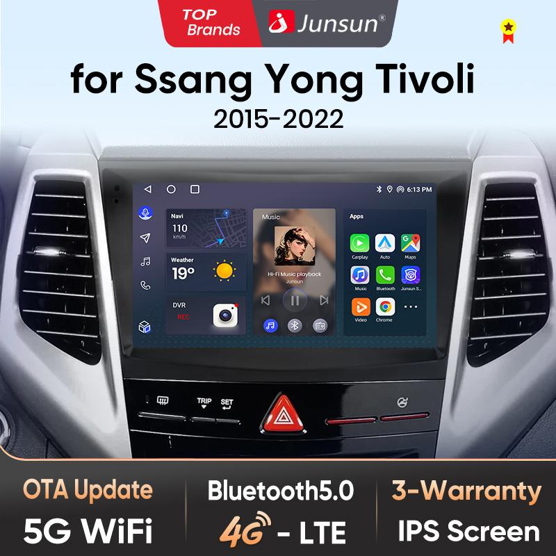 Junsun AI 4G LTE Wireless CarPlay Android Auto Car Radio For Ssang Yong Tivoli 2015 2016 2017 2018-2022 GPS Navi BT DSP RDS FM