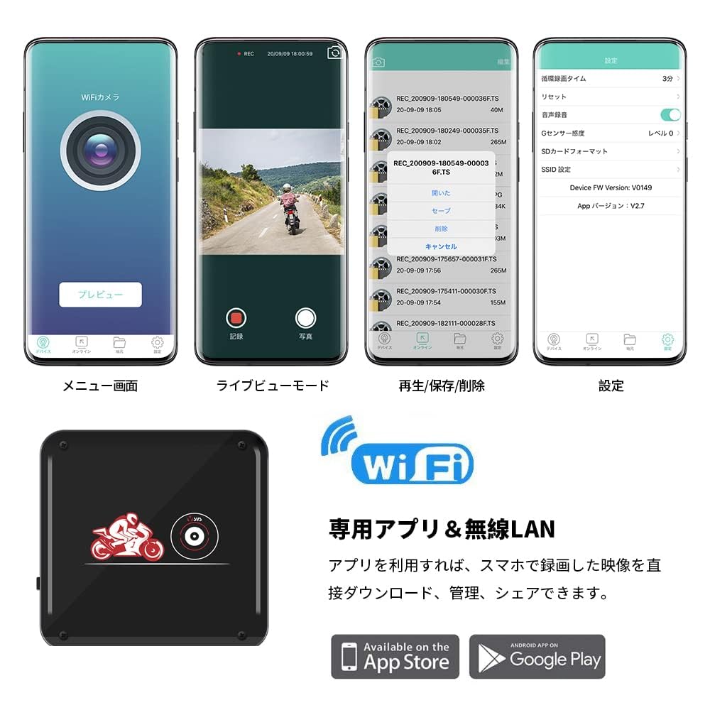 Мотоциклетный регистратор VSYSTO, передняя и задняя камера, водонепроницаемый датчик 1080PS-ONY323, 2 миллиона пикселей, HDR/WDR, супер ночное видение, широкий угол обзора 130°