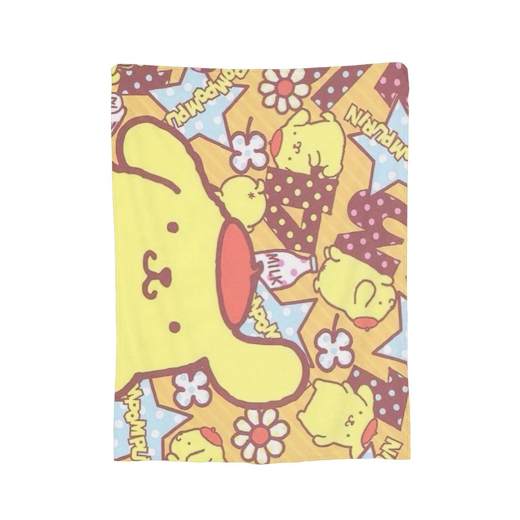 Плюшевое одеяло с помпонами Pom Pom Purin, забавное плед для дома, отеля, дивана, 150*125 см, одеяло