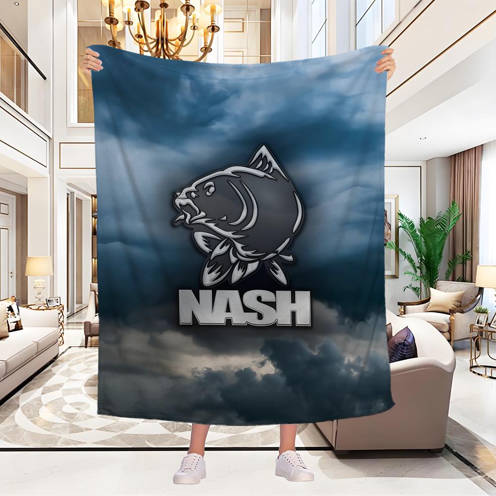 Nash Fishing Logo Throw Blanket Aesthetic Art Flannel Blanket Portable Home Travel Camping Sofa Picnic Thickening Flannel Blank
