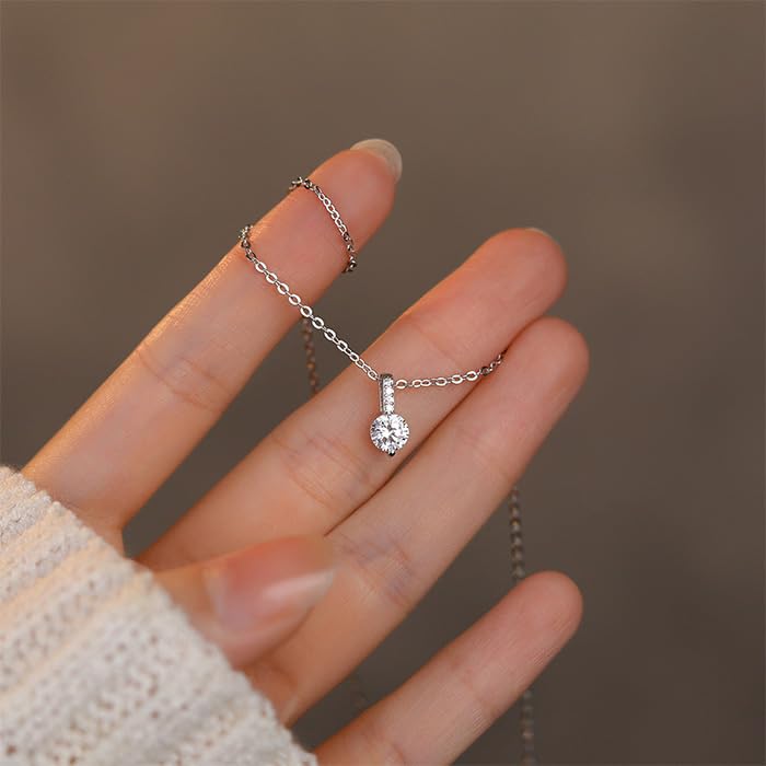 Муассанитовое ожерелье для металла блестит больше, чем 925 подарок для золота [ювелирные изделия gulamu] женщины, аллергены, бриллианты, просто, серебро, женщины,