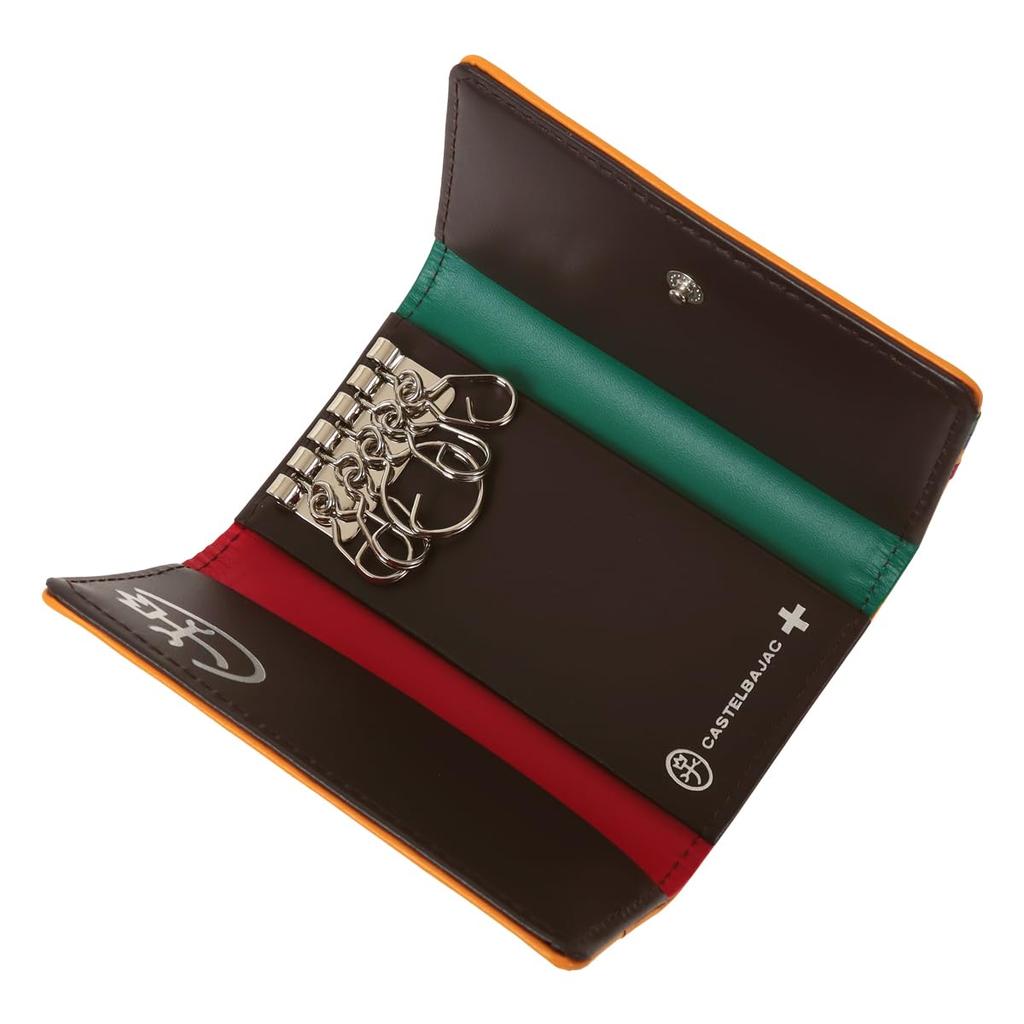 Key Case Cowhide Genuine Leather 5 Rows 057613 Press Casual Yellow [Castelbajac] Men's [11]