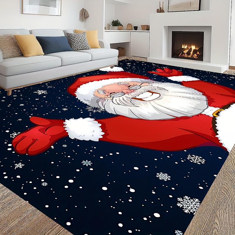 1pc Christmas Santa Claus Carpet Floor Mat,Soft And Non-Slip Area Rugs for Living Room Bedroom And Office,Machine Washable Durable Carpet fo