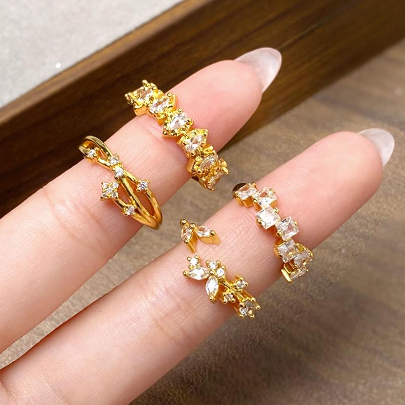 Medieval Light Luxury High-End Geometric Butterfly Full Of Diamonds Zir*****Pen Ring Niche Design Fashion Ring