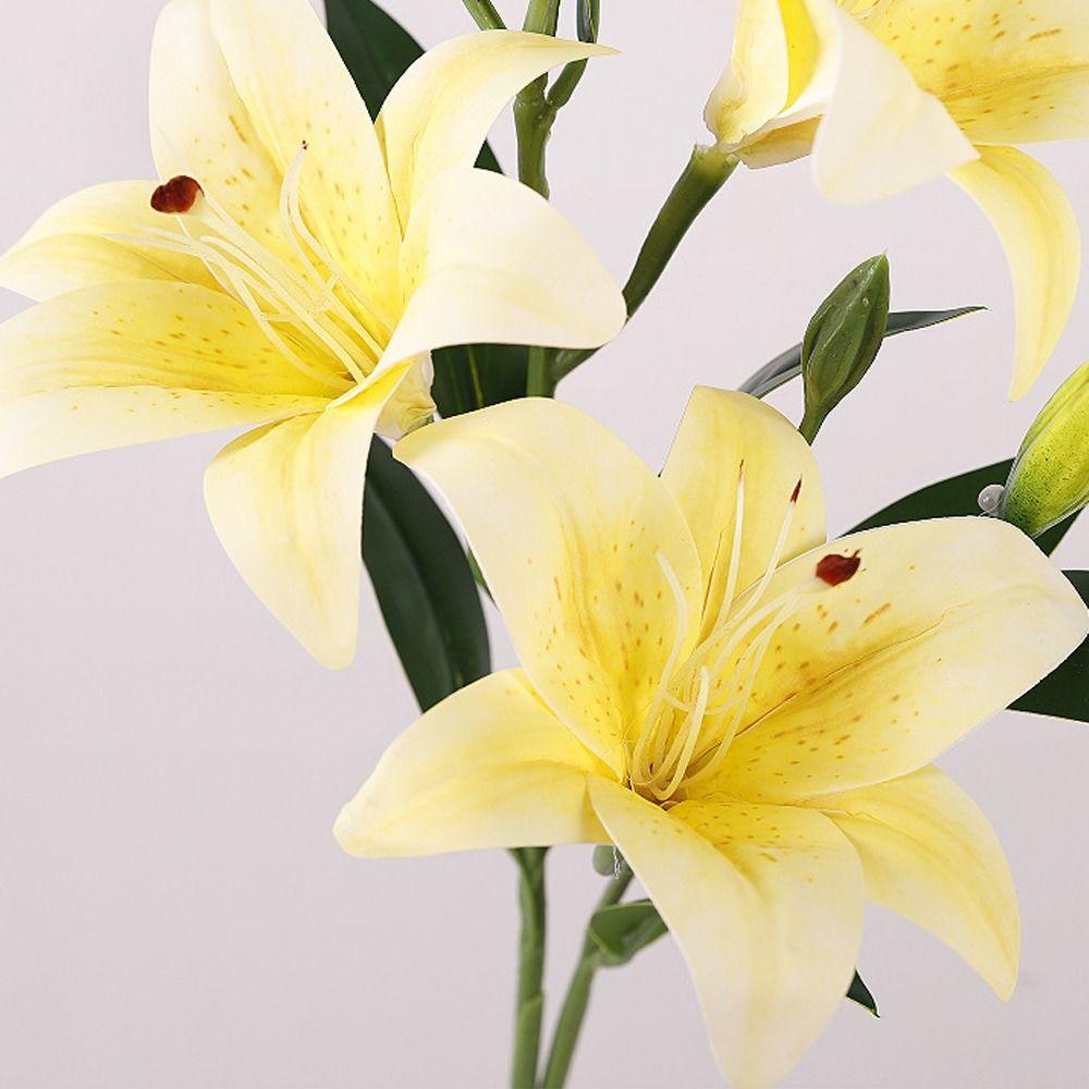 Real Touch Artificial Flower Branch Plastic Fake Flowers Silk Lilium Brownii Flower Wedding Decor