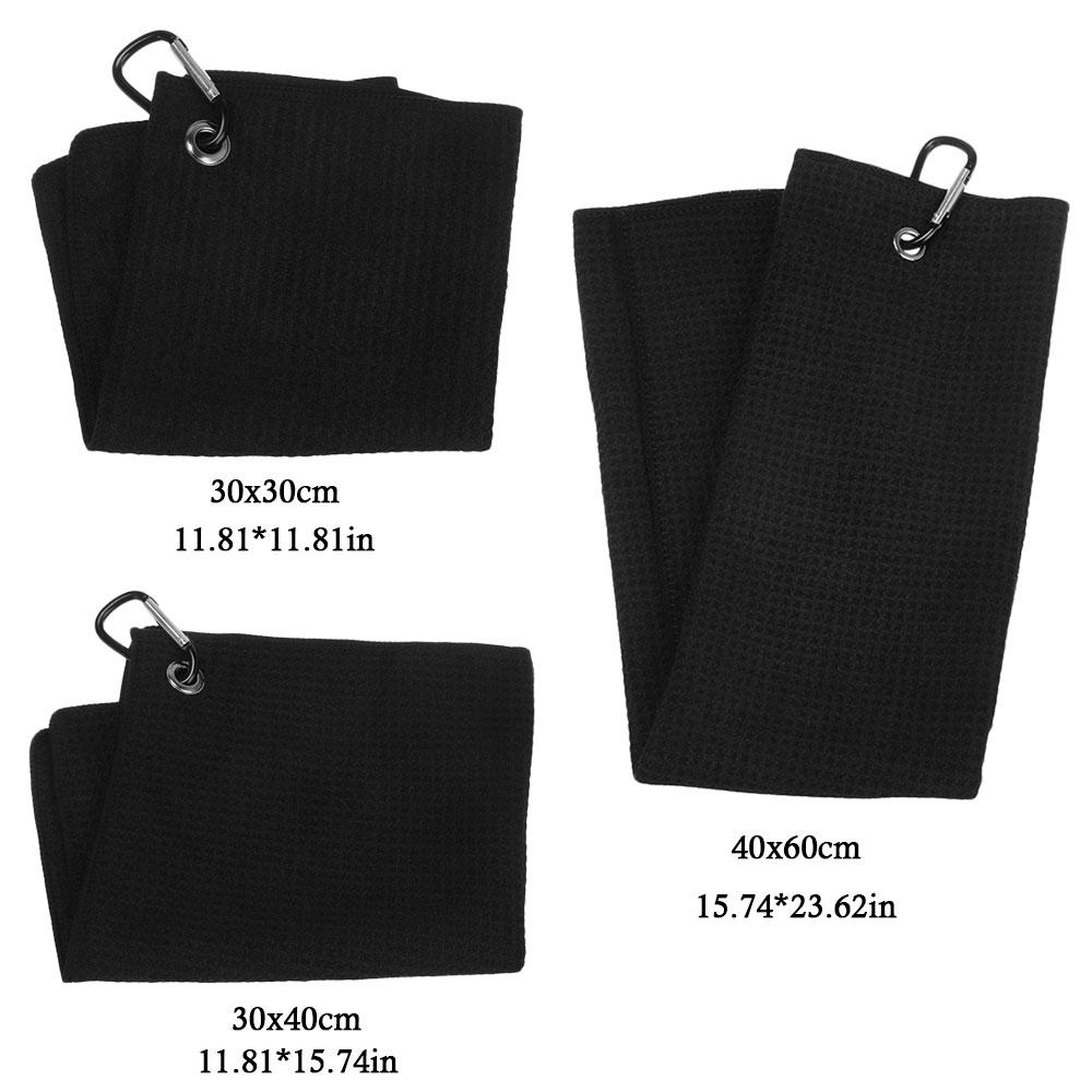 Black Microfiber Balls Hands Golf Towel Cleaning Towels With Carabiner Hook Cleans Clubs