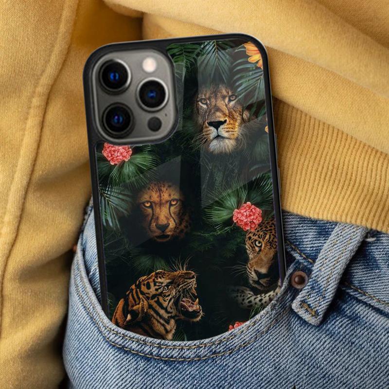 Роскошный Мягкий Чехол для Телефона с Рисунком Тигра и Леопарда для iPhone 17 Air 16e Pro max 15 Pro 13 14 Plus 11 12 Магнитный MagSafe Coque