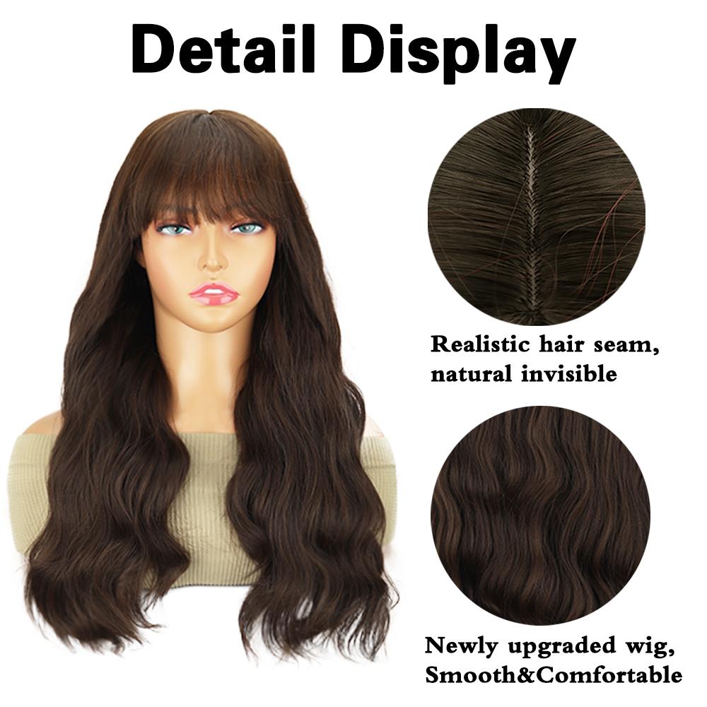 LISI HAIR Длинный волнистый парик с челкой, синтетический, натуральный парик для женщин, повседневный парик для косплея, вечеринки, Хэллоуина