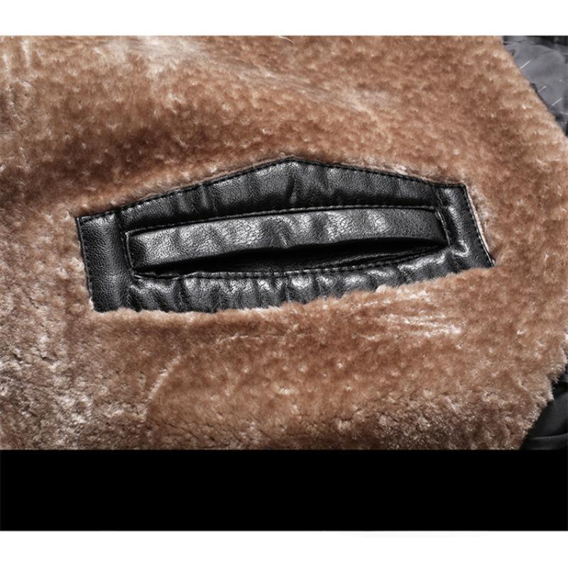 Пуховик из натуральной кожи, мужская куртка из овчины, утолщенное повседневное пальто с лацканами, пальто большого размера