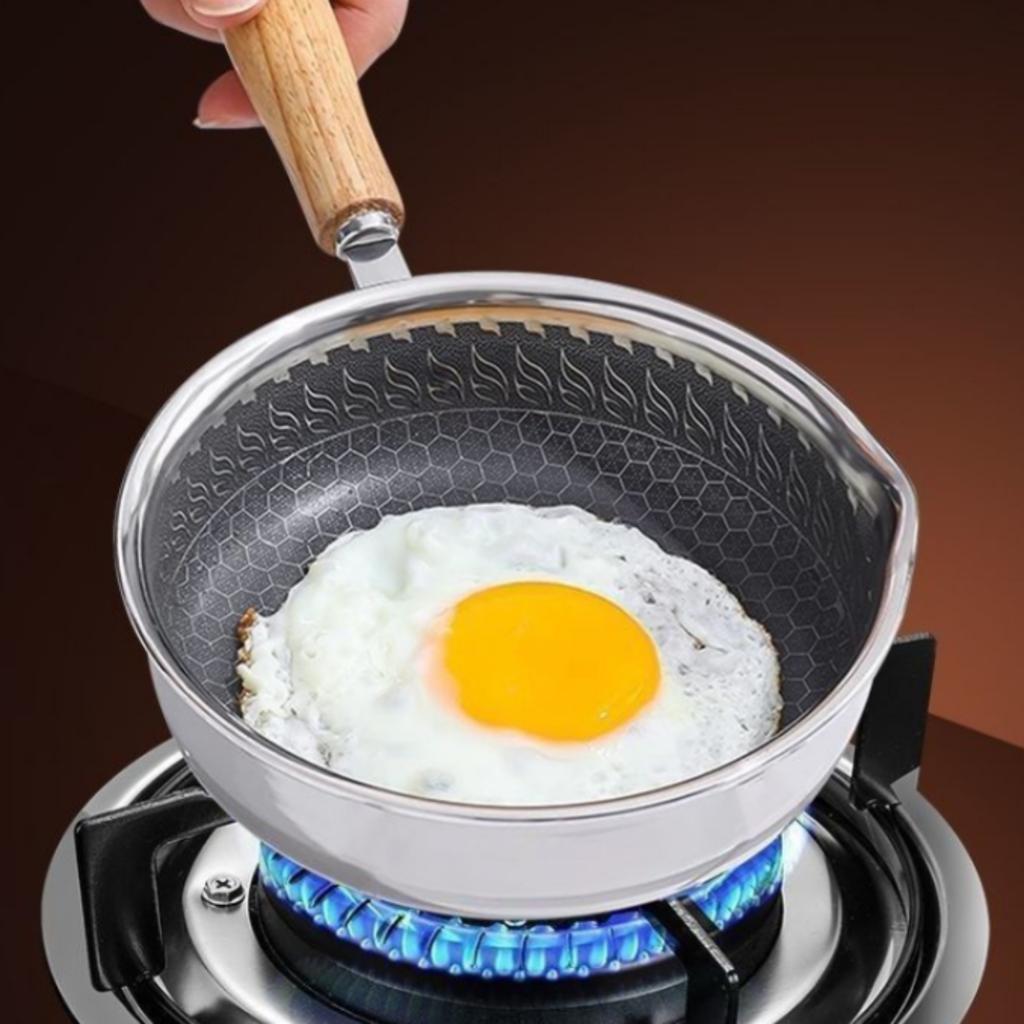 Honeycomb Frying Pan Flat Base Stainless Steel Frying Pan Stainless Steel Skillet Even Heat Distribution Cookware