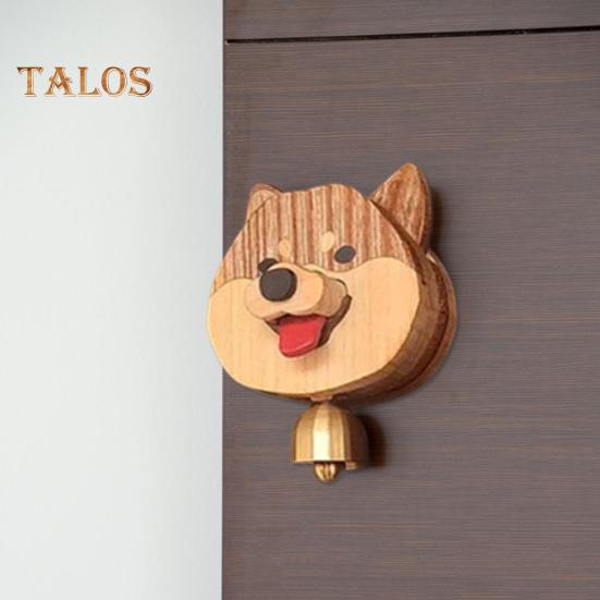 Деревянный дверной звонок в виде собаки, магнитный/липкий дверной звонок в форме мультяшной собаки, звонок для владельцев магазинов с прозрачным звонком